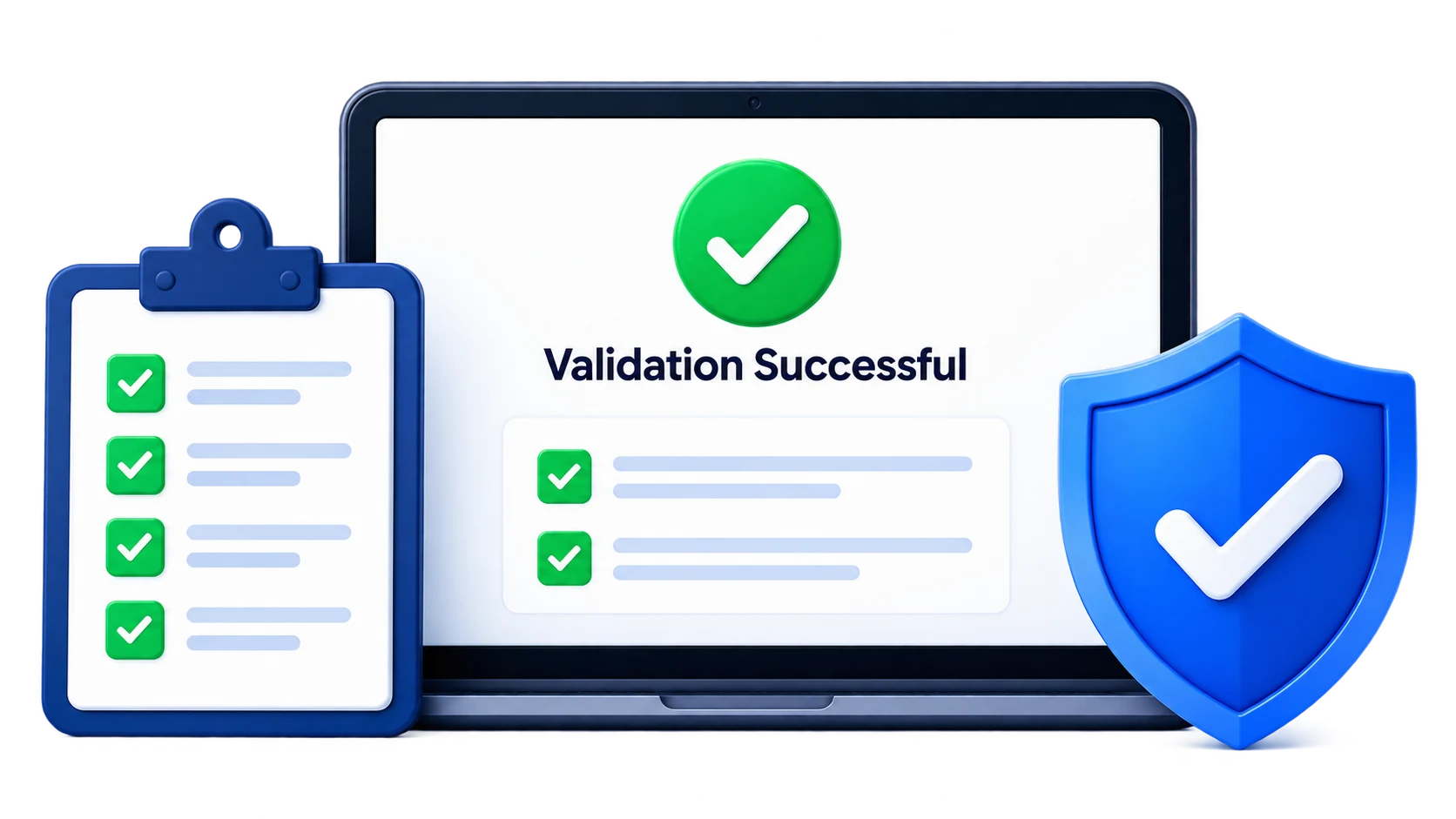 Drupal validation checklist with successful validation and security shield